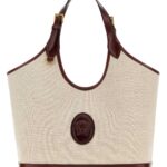 Versace Cappuccino Canvas Large Riviã¨re Shopping Bag Beigepalisandro Borse A Mano - Women
