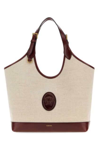Versace Cappuccino Canvas Large Riviã¨re Shopping Bag Beigepalisandro Borse A Mano - Women