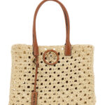 Versace La Medusa Beige Tote bag with Logo Plate and Removable Pendant in Raffia for Women - Women