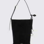 ALAÏA Hip Suede Sheepskin Bucket Bag with Charm
