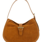 Alexander McQueen Brown Shoulder Bag with Adjustable Strap and T Buckle Closure on the Front in Suede Woman Calf - Women