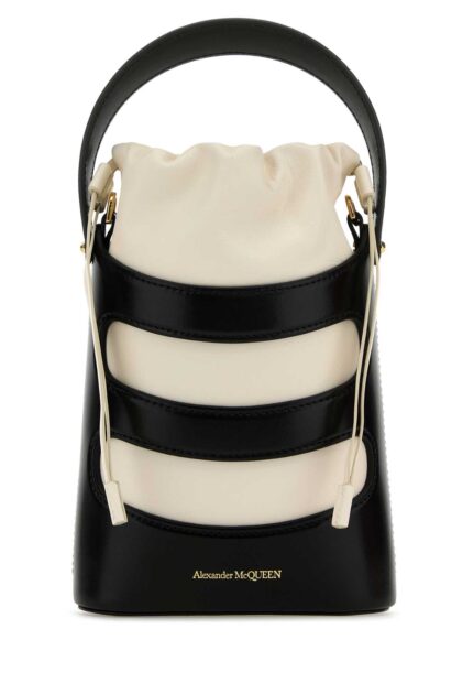 Alexander McQueen Two-Tone Leather Mini The Rise Bucket Bag Blacksoftivory Borse A Secchiello - Women