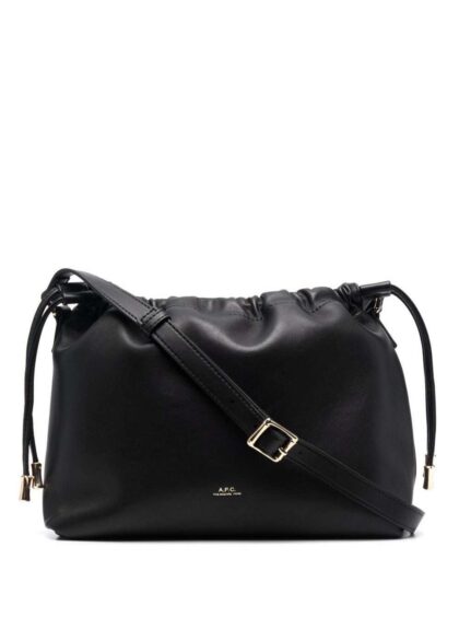 A. P.C. Black Crossbody Bag With Logo Lettering On The Front And Drawstring Closure In Ecoleather For Women - Women