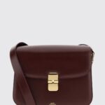 A. P.C. Grace Crossbody Bag in Smooth Leather with Flap and Laminated Logo