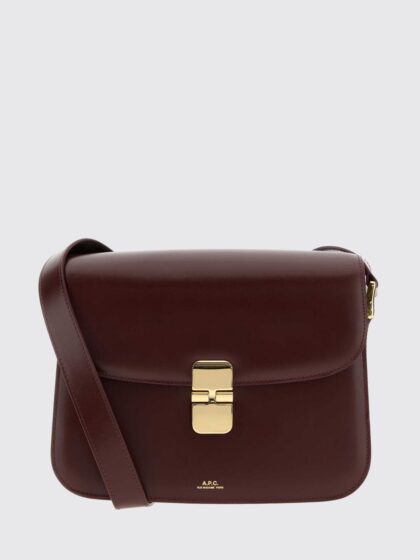 A. P.C. Grace Crossbody Bag in Smooth Leather with Flap and Laminated Logo
