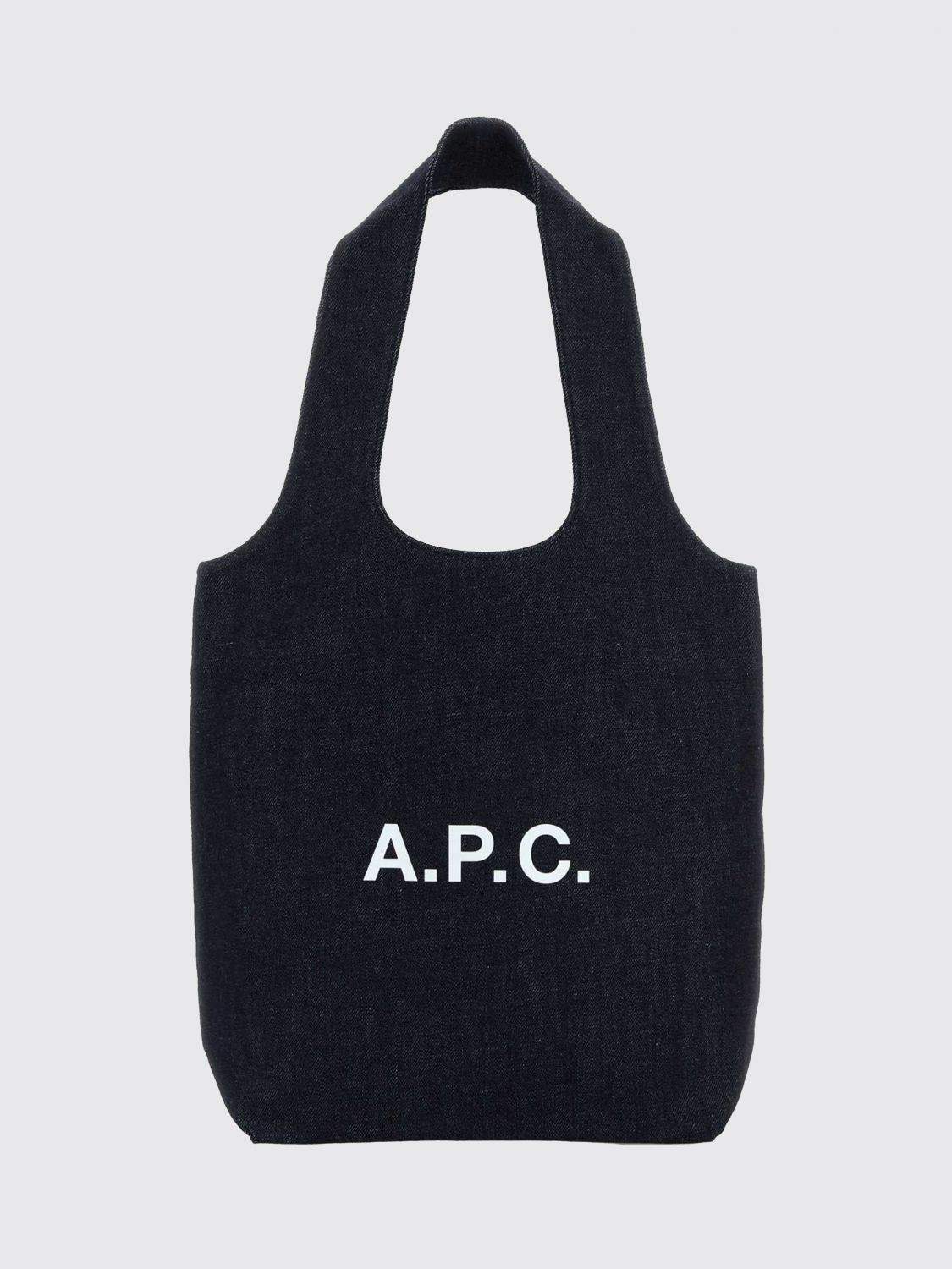 A. P.C. Ninon Small Tote Bag in Cotton Denim with Contrasting Printed Logo
