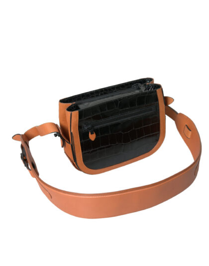 Balenciaga Black Brown Exotic Skin Leather Shoulder Camera Purse Bag And Crocodile - Women