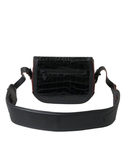 Balenciaga Black Exotic Leather Shoulder Crossbody Camera Bag Crocodile - Women