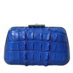 Balenciaga Blue Exotic Skin Leather Shoulder Crossbody Box Clutch Bag Crocodile Lamb - Women