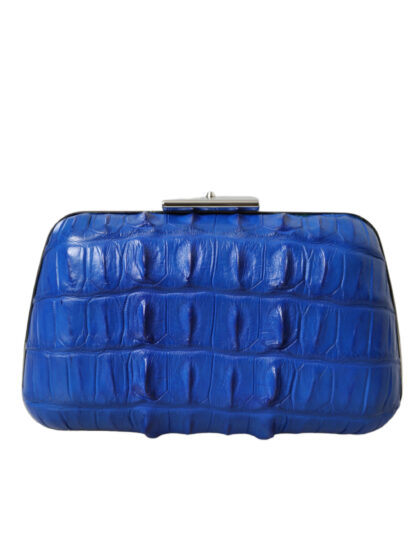 Balenciaga Blue Exotic Skin Leather Shoulder Crossbody Box Clutch Bag Crocodile Lamb - Women