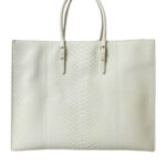 Balenciaga White Yellow Exotic Skin Leather Shopping Tote Papier Bag Pythonskin - Women
