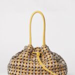 BORBONESE La Nido Check Pattern Shoulder Bag in Woven Recycled Nylon