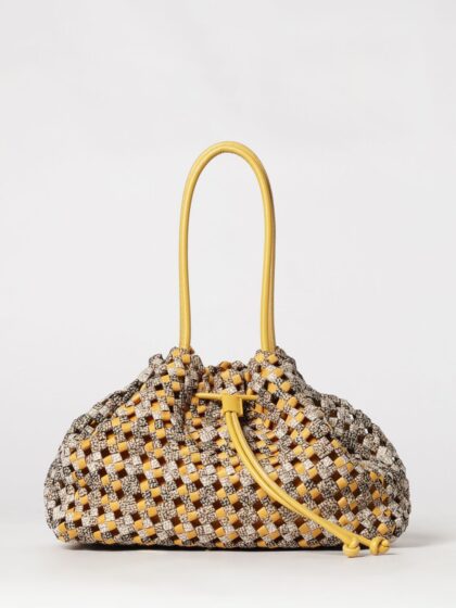 BORBONESE La Nido Check Pattern Shoulder Bag in Woven Recycled Nylon