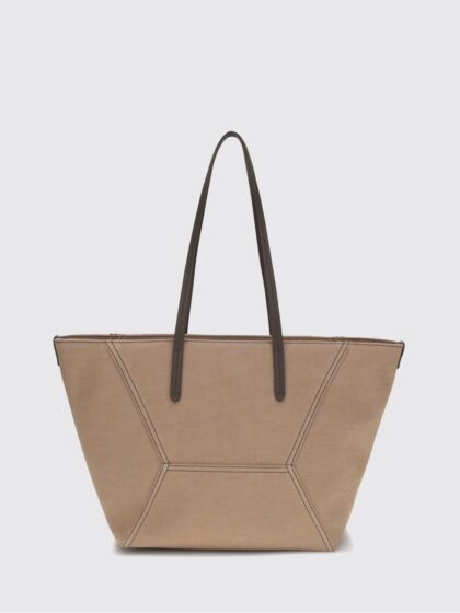 BRUNELLO CUCINELLI Cotton Tote Bag with Double Leather Handles