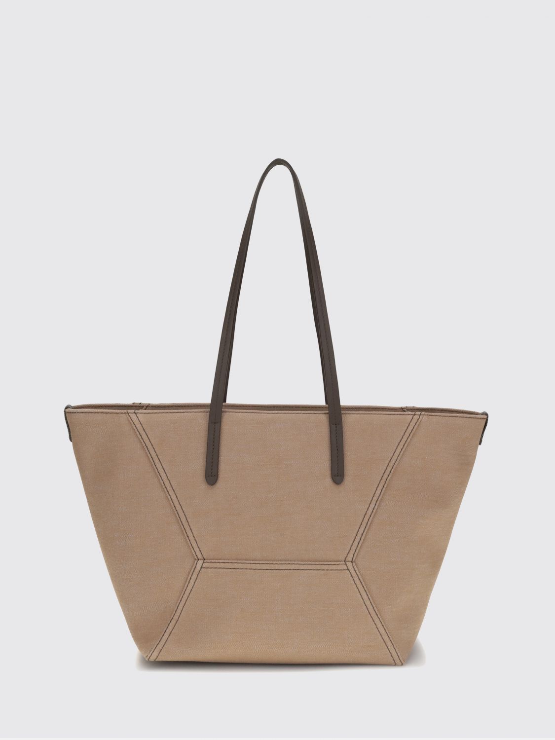 BRUNELLO CUCINELLI Cotton Tote Bag with Double Leather Handles