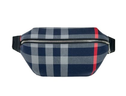 Burberry Medium Check Sonny Fanny Belt Bag Silver Canvas - Women