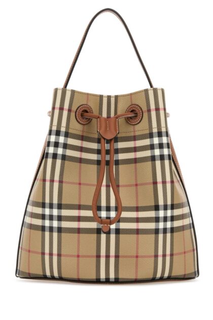 Burberry Printed Canvas Check Bucket Bag Vntg Chk/briar Brown Borse A Secchiello - Unisex