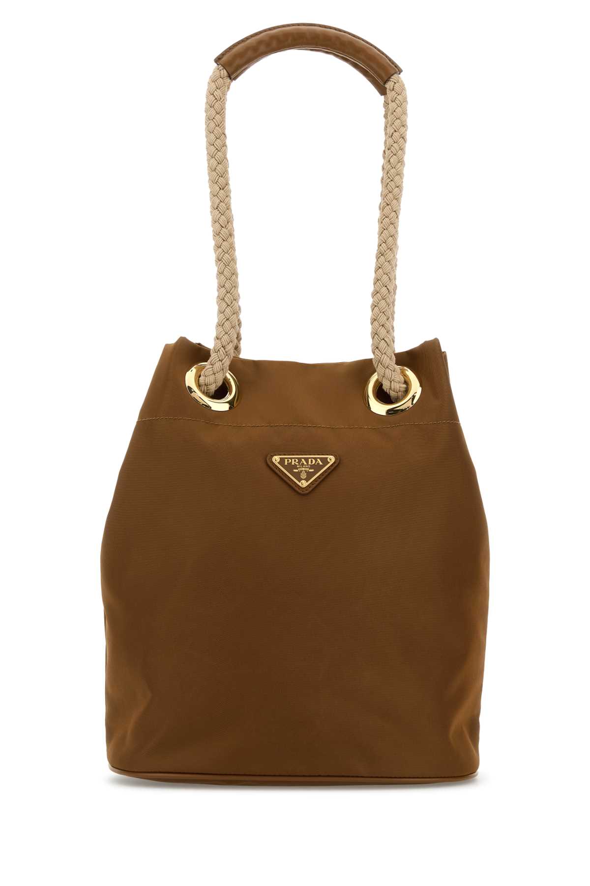 Camel Re-Nylon Prada Mariner Bucket Bag Brandy Recycledpolyamide-calfleather Borse A Mano - Women