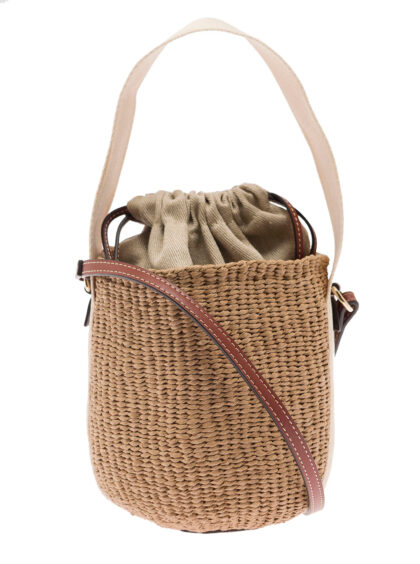 Chloé Beige Raffia Woody Small Handbag Paper Hand Bags - Women