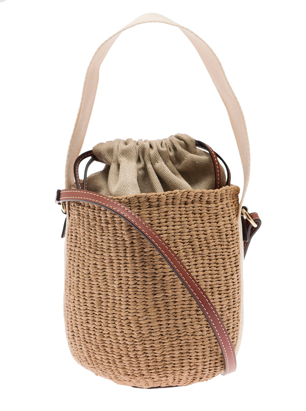 Chloé Beige Raffia Woody Small Handbag Paper Hand Bags - Women