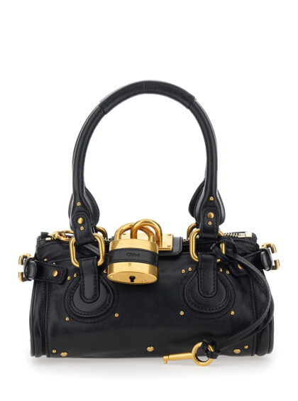 Chloé Paddington Black Handbag with Lock on the Front and Two Top Handles in Leather Woman Hand Bags - Women