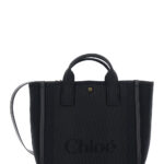 Chloé Tote bag Carry Media with Logo Printed on the Front in Black Cotton Canvas for Women Polyester Other Fibres Hand - Women