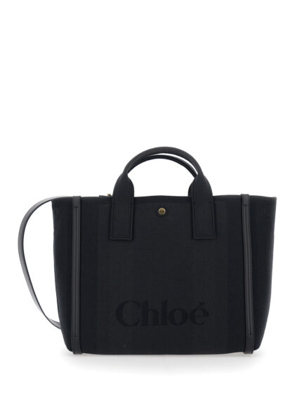Chloé Tote bag Carry Media with Logo Printed on the Front in Black Cotton Canvas for Women Polyester Other Fibres Hand - Women