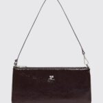 COURRÈGES Small Crinkled-Effect Patent Leather Shoulder Bag