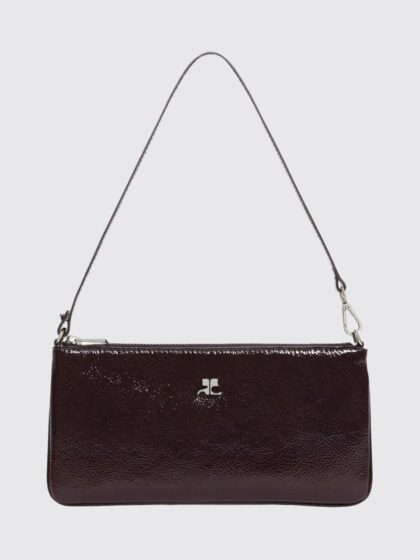 COURRÈGES Small Crinkled-Effect Patent Leather Shoulder Bag
