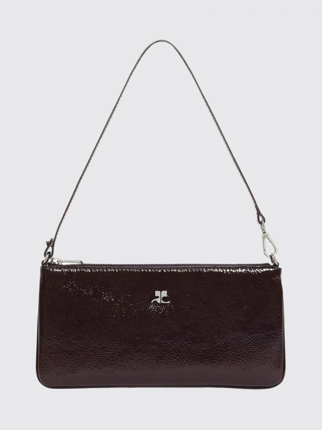 COURRÈGES Small Crinkled-Effect Patent Leather Shoulder Bag
