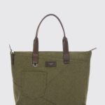 DOLCE & GABBANA Adamo Green Cotton Twill Tote Bag with Leather Handles