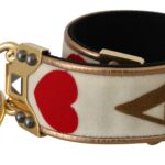 Dolce & Gabbana Gold White Textile Leather Amore Shoulder Strap Bag - Women