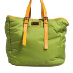 Dolce & Gabbana Green Nylon Padded Logo Plaque Tote Crossbody Bag Pu Leather - Women