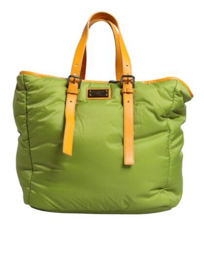 Dolce & Gabbana Green Nylon Padded Logo Plaque Tote Crossbody Bag Pu Leather - Women