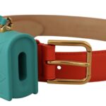 Dolce & Gabbana Orange Leather Devotion Heart Micro Bag Headphones Belt - Women
