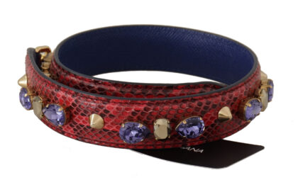 Dolce & Gabbana Red Exotic Leather Crystals Bag Shoulder Strap Python - Women