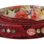 Dolce & Gabbana Red Exotic Leather Crystals Reversible Shoulder Strap Python Bag - Women