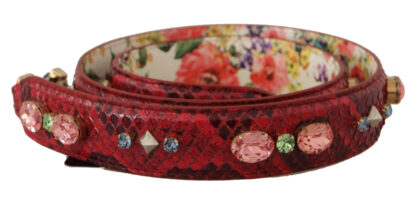 Dolce & Gabbana Red Exotic Leather Crystals Reversible Shoulder Strap Python Bag - Women