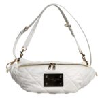 Dolce & Gabbana White Quilted Logo Plaque Belt Waist Fanny Pack Bag Polyester - Women