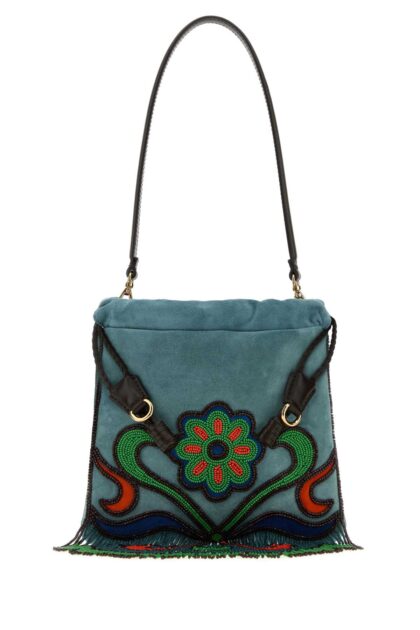 Etro Light Blue Suede Small Kalispera Bucket Bag Cartadazucchero Borse A Mano - Women