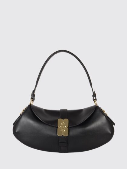 GANNI B-Kat Recycled Leather Shoulder Bag with Butterfly Logo