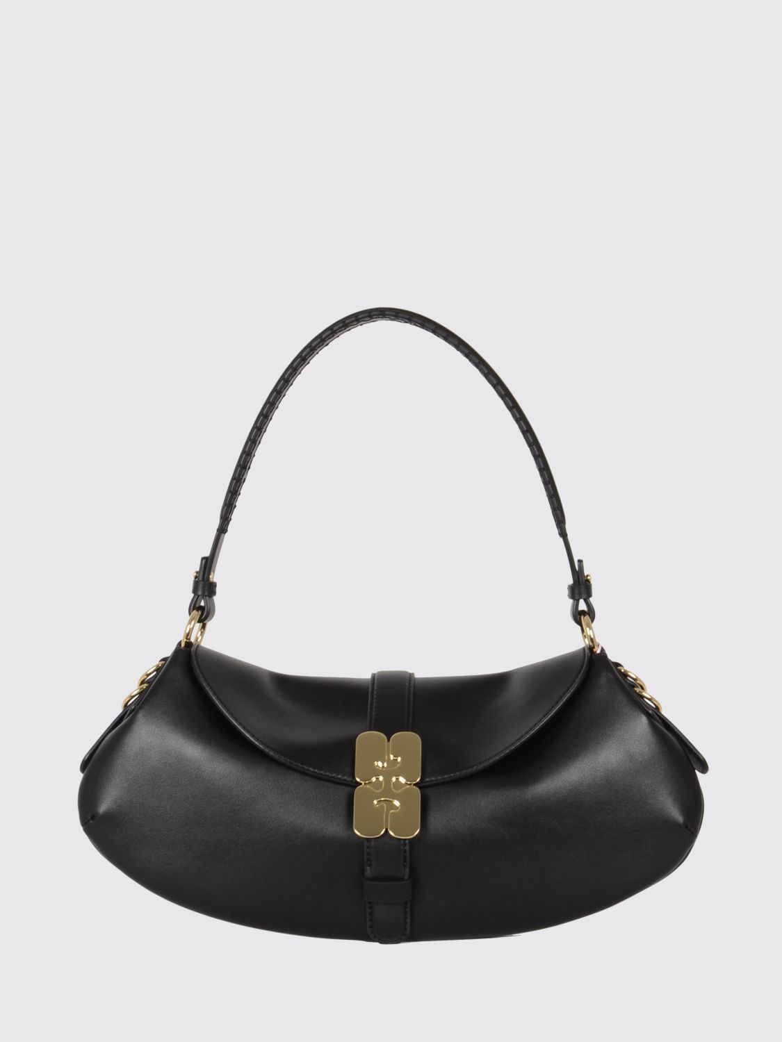 GANNI B-Kat Recycled Leather Shoulder Bag with Butterfly Logo