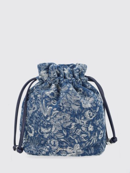 GANNI Mini Floral Jacquard Cotton Denim Bucket Bag