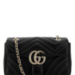 Gucci Black Nappa Leather Small Gg Marmont Shoulder Bag Blackblackblack Lamb Borse A Tracolla - Women