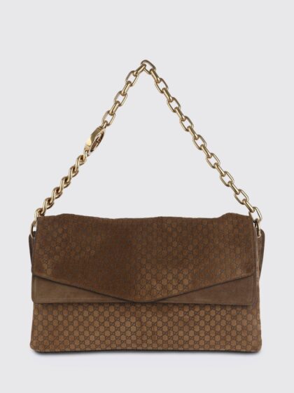 GUCCI Interlocking G Suede Bag with Embossed GG Monogram