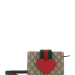 Gucci Kids Beige Handbag With Gg Canvas And Heart Detail Cotton Blend Girl Polyurethane Polyester Hand Bags - Kids