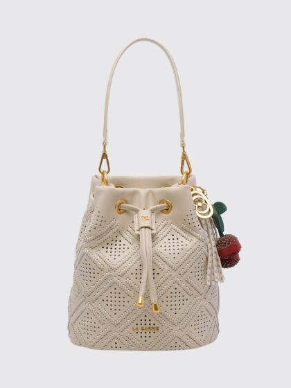 LA CARRIE Labyrinth Perforated Calfskin Leather Bucket Bag