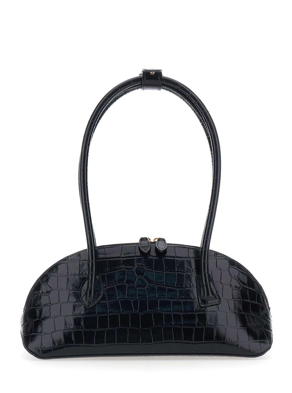Liffner Shoulder Bag Ew Dome with Round Top Handles and Crocodile-Effect in Black Leather for Women Calf - Women