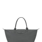 Longchamp Shoulder Bag Le Pliage One With Gray Leather Handles For Women Grey - Women