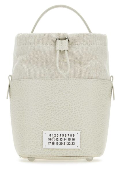 Maison Margiela Chalk Leather And Canvas Mini 5ac Bucket Bag H9677 Borse A Secchiello - Women